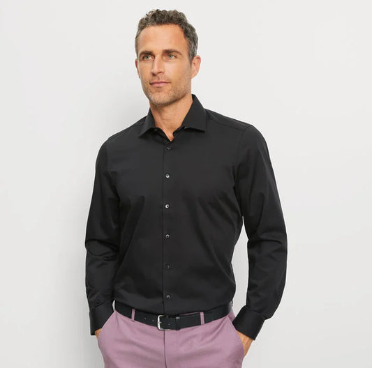 ΜΑΥΡΟ ΣΑΤΙΝΕ ΠΟΥΚΑΜΙΣΟ OLYMP SLIM FIT (2093/74/68)