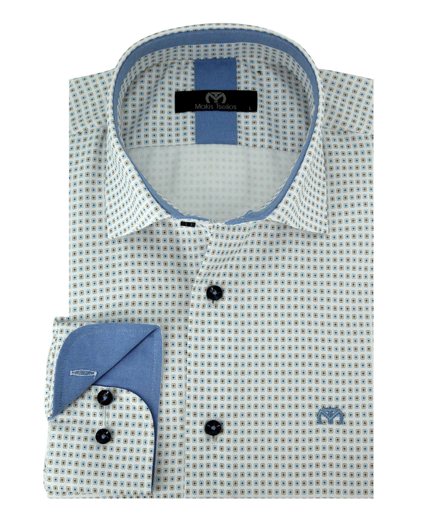 ΕΜΠΡΙΜΕ ΛΕΥΚΟ ΠΟΥΚΑΜΙΣΟ MAKIS TSELIOS REGULAR FIT (M1738.1)