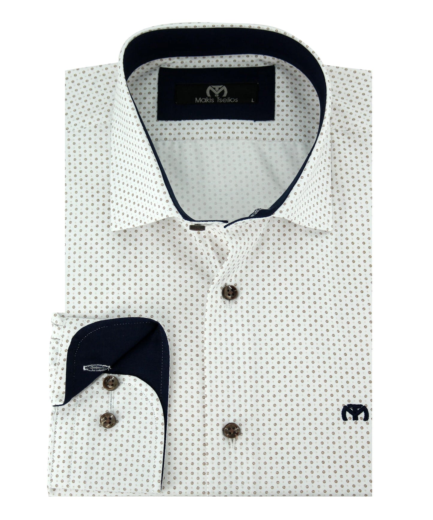 ΕΜΠΡΙΜΕ ΛΕΥΚΟ ΠΟΥΚΑΜΙΣΟ MAKIS TSELIOS REGULAR FIT (M4238.2)