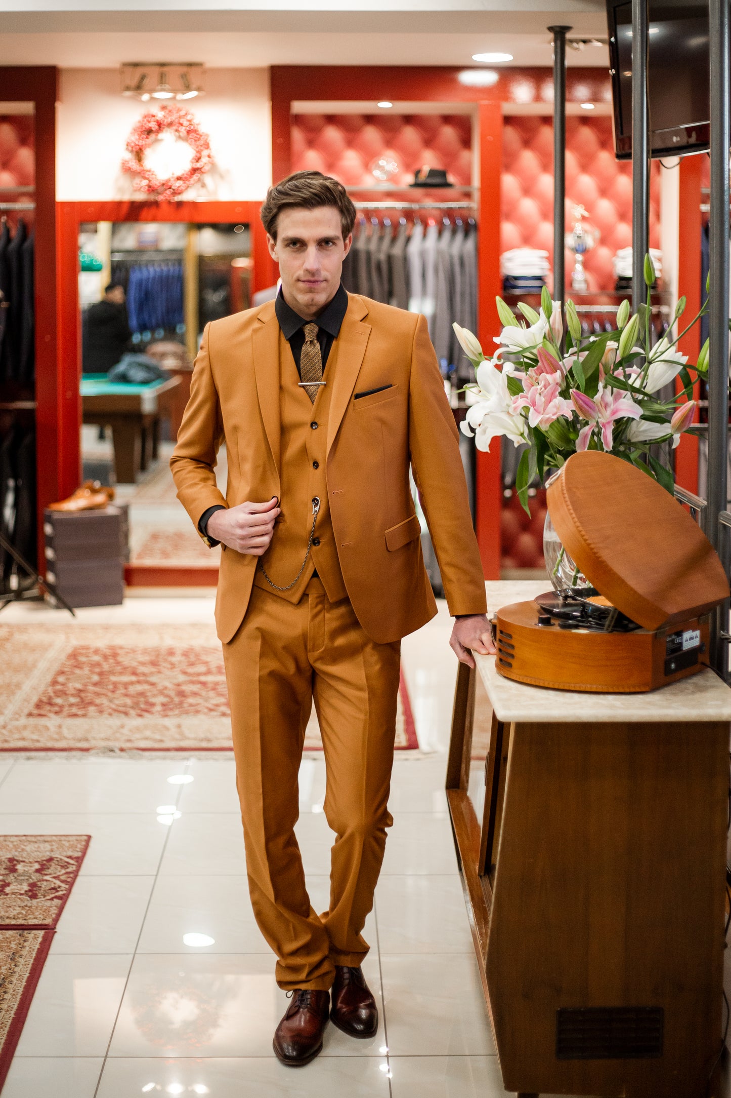 3-PIECE ΚΟΣΤΟΥΜΙ ΤΑΜΠΑ MAKIS TSELIOS ΣΕ ΣΤΕΝΗ ΓΡΑΜΜΗ (B1011.4)