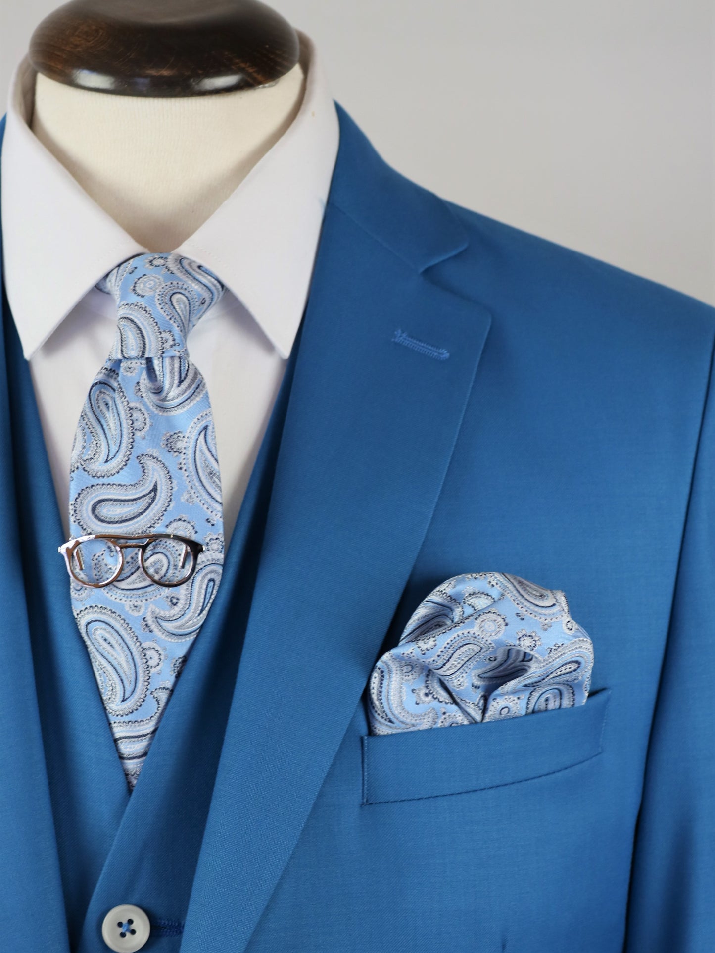 LIGHT BLUE 3-PIECE ΚΟΣΤΟΥΜΙ MAKIS TSELIOS ΣΕ ΣΤΕΝΗ ΓΡΑΜΜΗ (B1011.2)