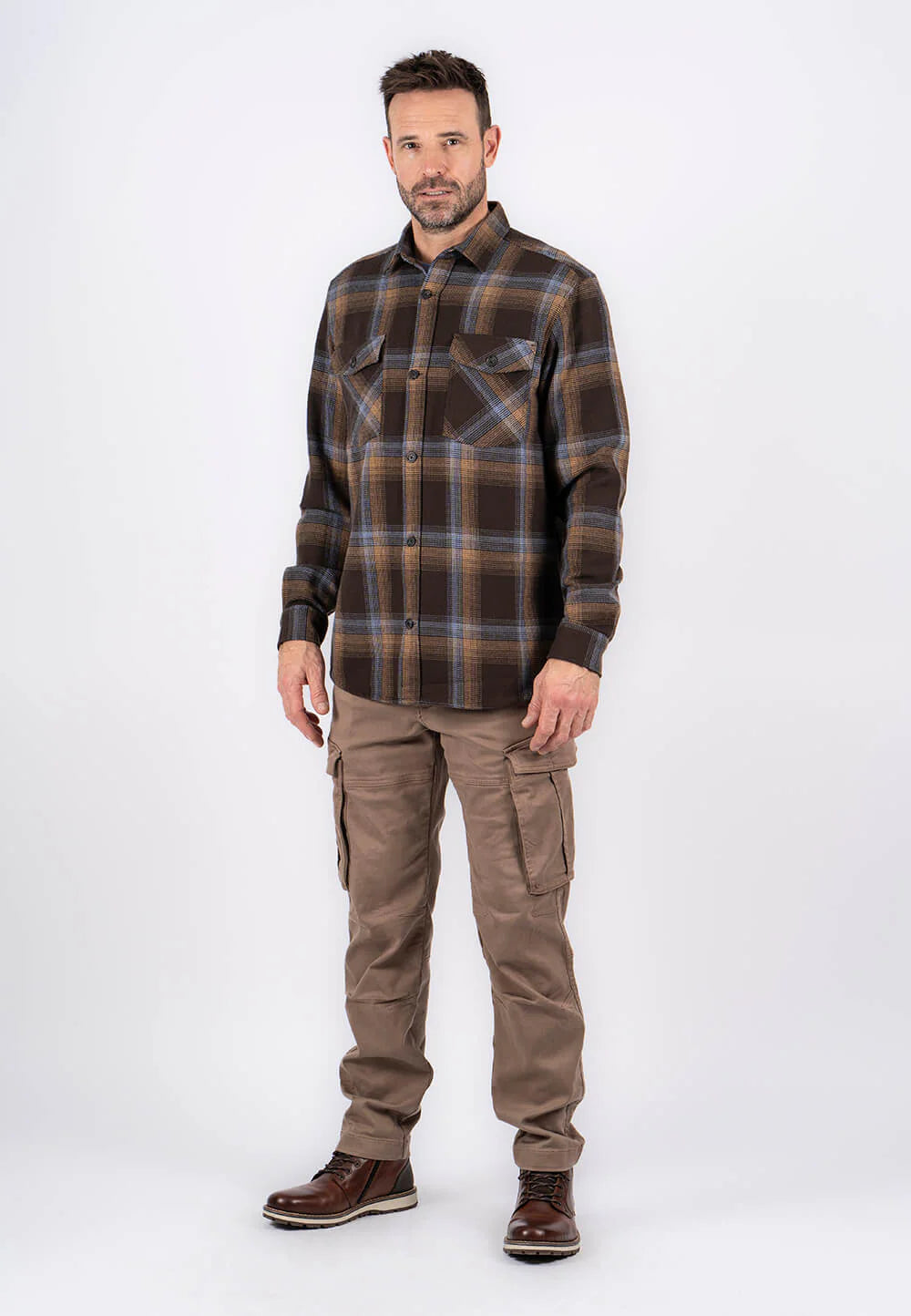 ΚΑΦΕ ΚΑΡΟ OVERSHIRT PRE END ΣΕ ΚΑΝΟΝΙΚΗ ΓΡΑΜΜΗ (dixon check/6031 ultra dark brown)