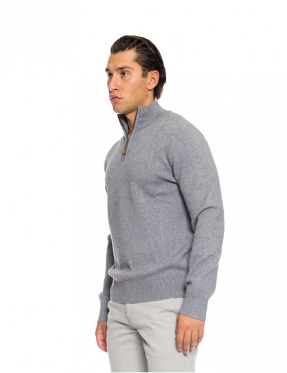ΓΚΡΙ ΠΛΕΚΤΗ ΜΠΛΟΥΖΑ BISTON ΜΕ ZIP (52-206-004/dk grey)