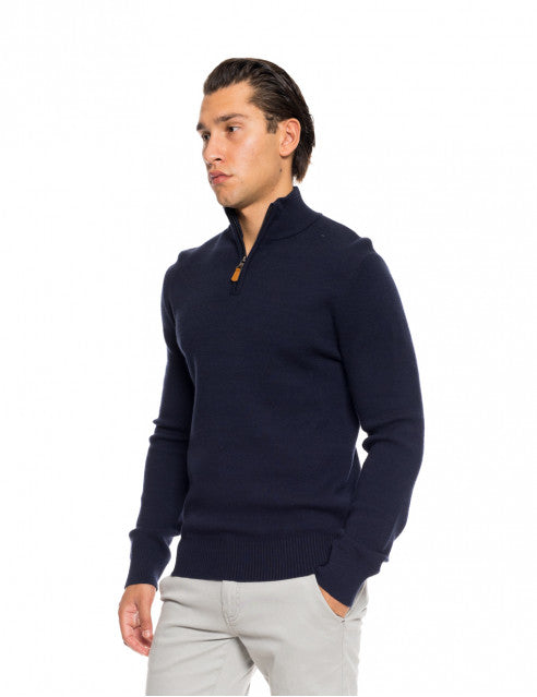 NAVY ΠΛΕΚΤΗ ΜΠΛΟΥΖΑ BISTON ΜΕ ZIP (52-206-004/navy)