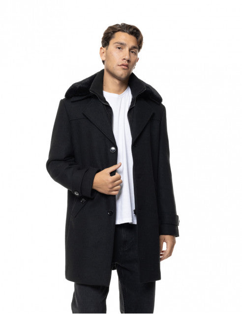 ΜΑΥΡΟ ΗΜΙΠΑΛΤΟ BISTON ΜΕ ΑΠΟΣΠΩΜΕΝΗ ΓΟΥΝΑ (56-201-046)