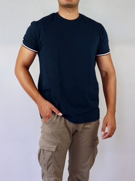 ΜΟΝΟΧΡΩΜΟ NAVY ΠΙΚΕ T-SHIRT MAKIS TSELIOS (B.1119.1)