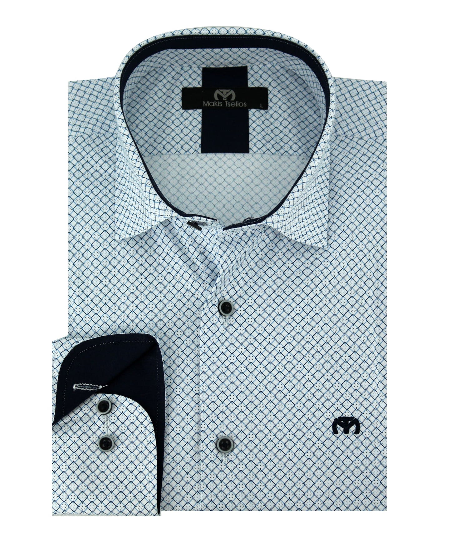 ΕΜΠΡΙΜΕ ΛΕΥΚΟ ΠΟΥΚΑΜΙΣΟ MAKIS TSELIOS REGULAR FIT (M1384.1)