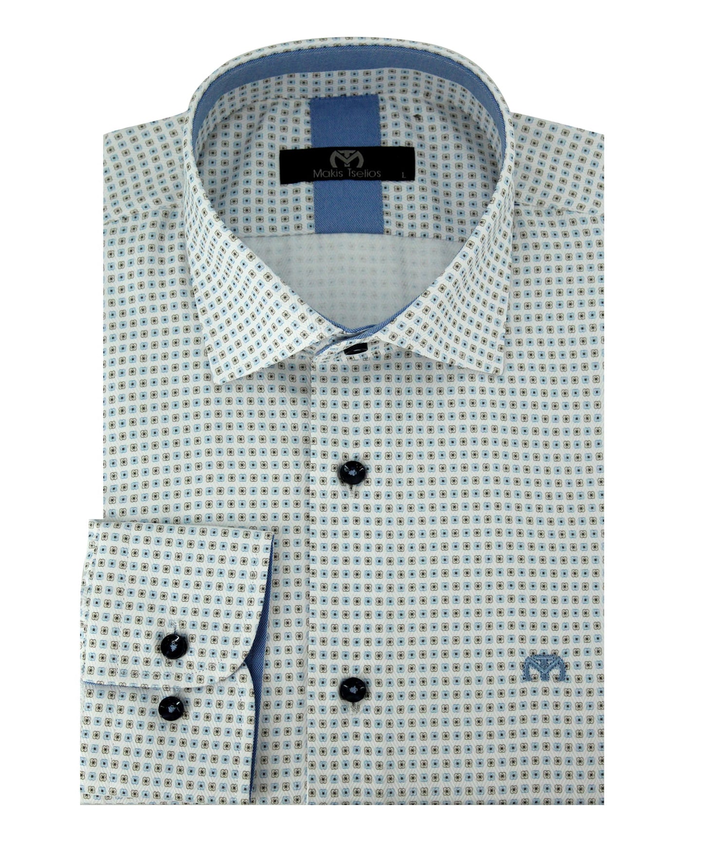 ΕΜΠΡΙΜΕ ΛΕΥΚΟ ΠΟΥΚΑΜΙΣΟ MAKIS TSELIOS REGULAR FIT (M1738.1)