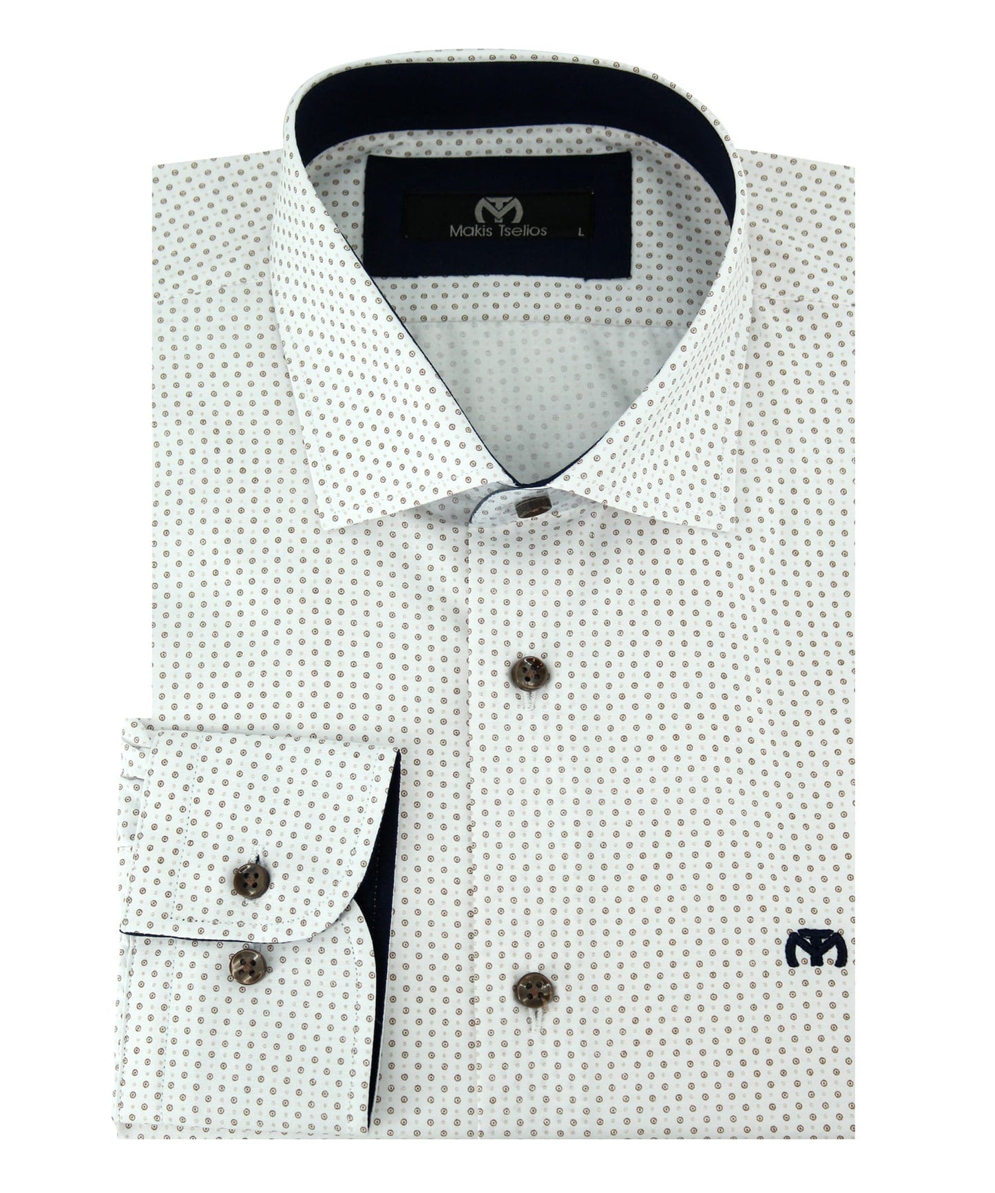 ΕΜΠΡΙΜΕ ΛΕΥΚΟ ΠΟΥΚΑΜΙΣΟ MAKIS TSELIOS REGULAR FIT (M4238.2)