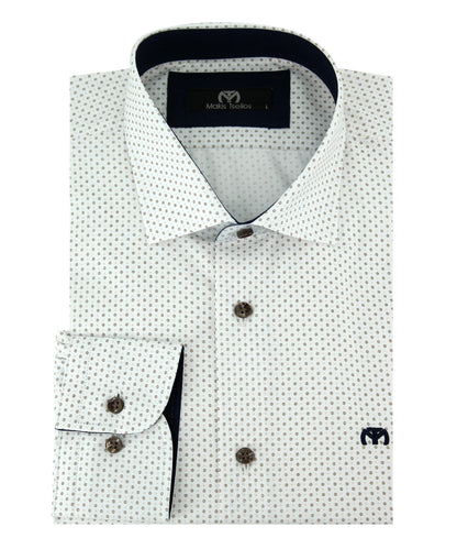 ΕΜΠΡΙΜΕ ΛΕΥΚΟ ΠΟΥΚΑΜΙΣΟ MAKIS TSELIOS REGULAR FIT (M4238.2)