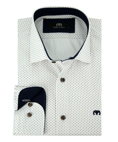ΕΜΠΡΙΜΕ ΛΕΥΚΟ ΠΟΥΚΑΜΙΣΟ MAKIS TSELIOS REGULAR FIT (M4238.2)